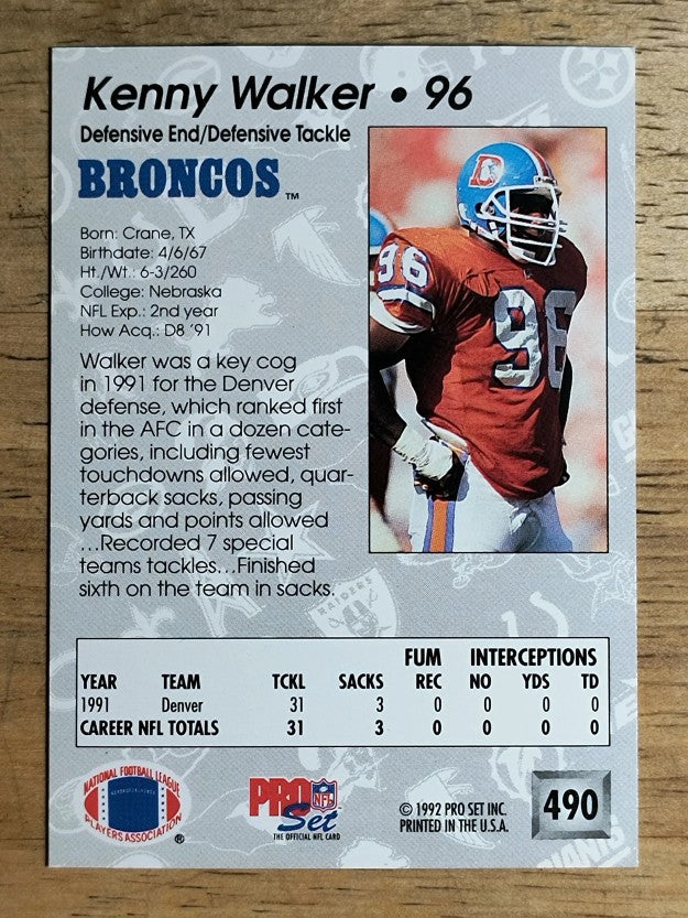 1992 Pro Set #490 Kenny Walker