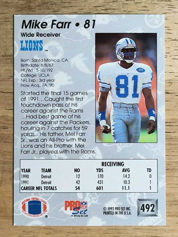 1992 Pro Set #492 Mike Farr