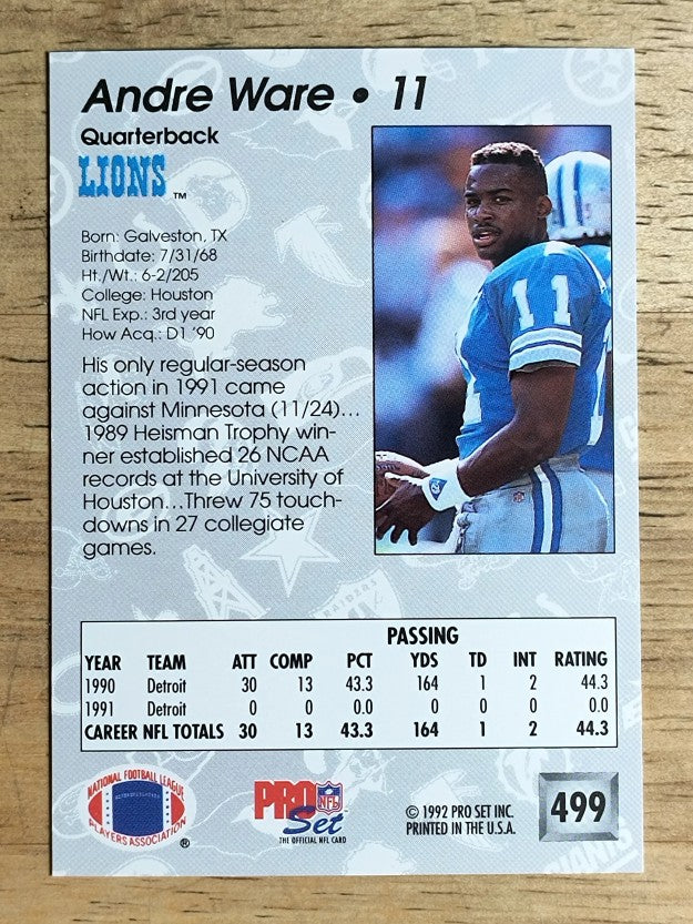 1992 Pro Set #499 Andre Ware