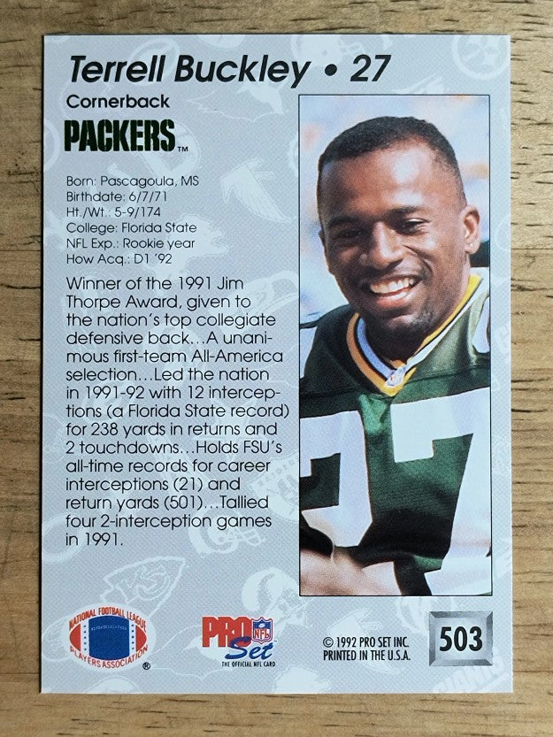1992 Pro Set #503 Terrell Buckley