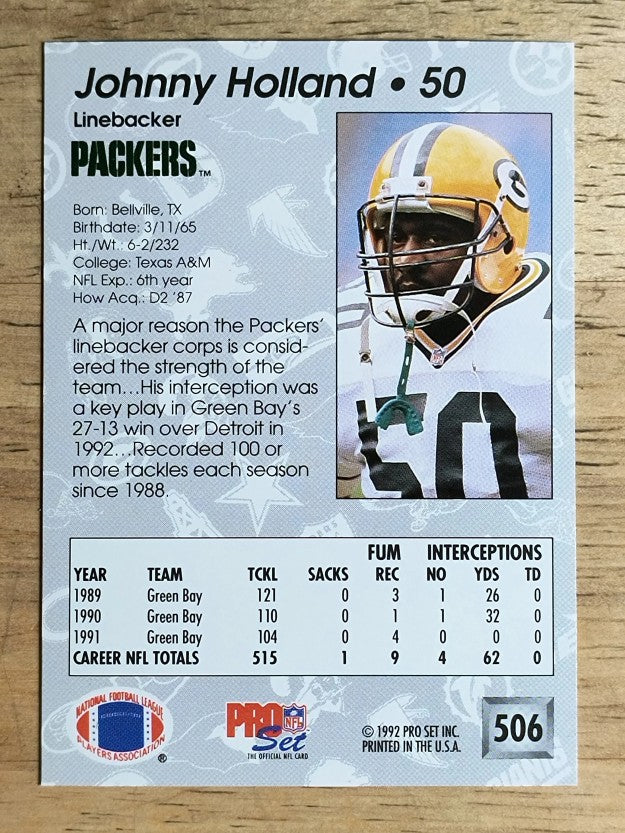 1992 Pro Set #506 Johnny Holland
