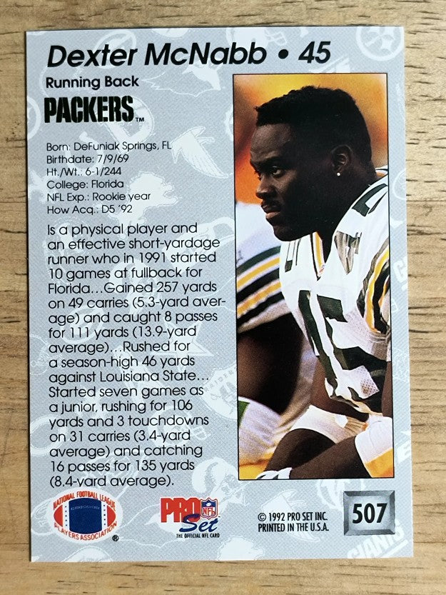 1992 Pro Set #507 Dexter McNabb RC