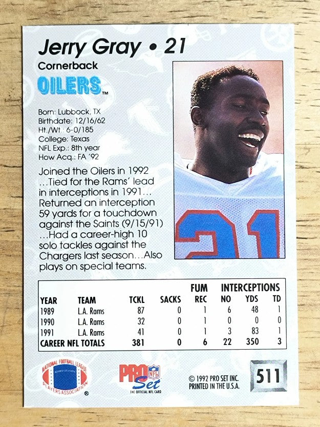 1992 Pro Set #511 Jerry Gray