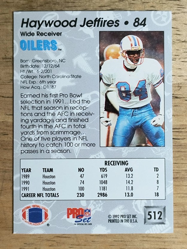 1992 Pro Set #512 Haywood Jeffires