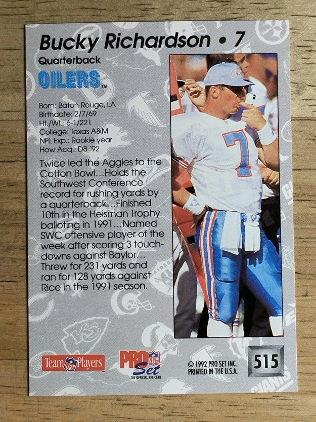 1992 Pro Set #515 Bucky Richardson RC