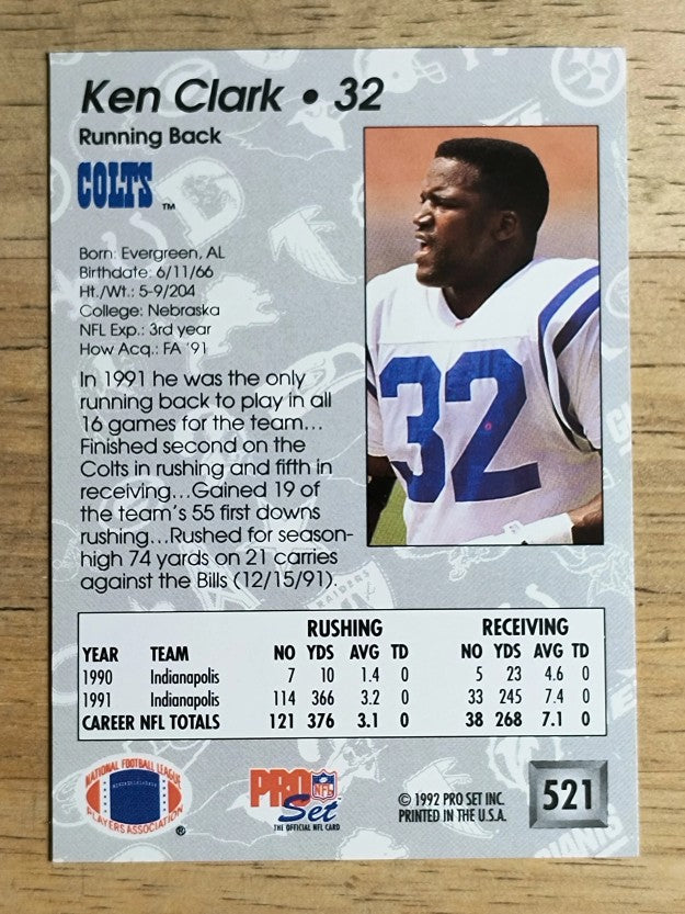 1992 Pro Set #521 Ken Clark
