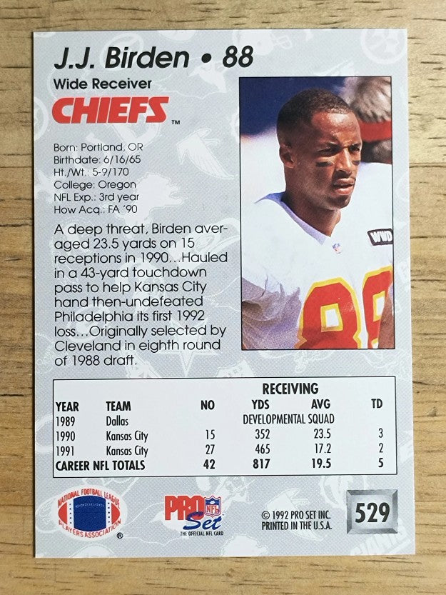1992 Pro Set #529 J.J. Birden