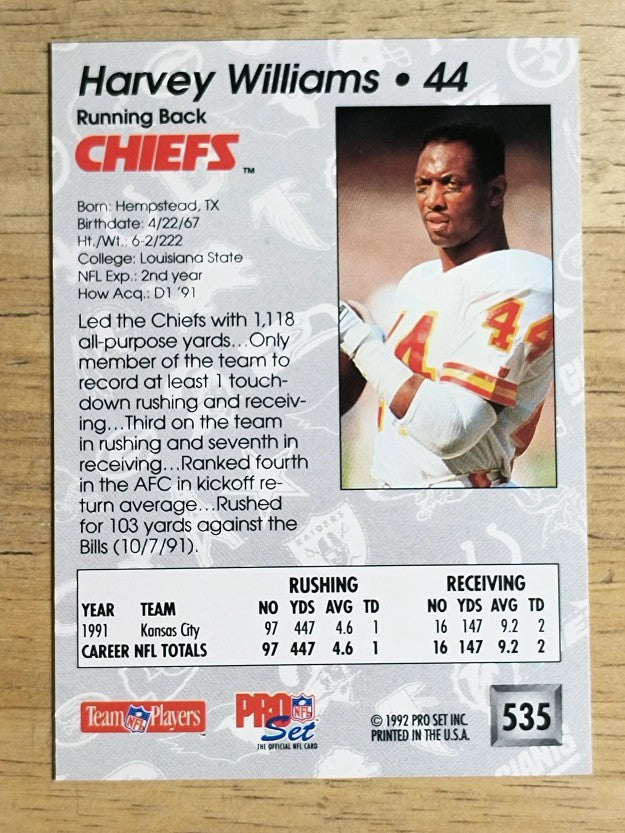 1992 Pro Set #535 Harvey Williams