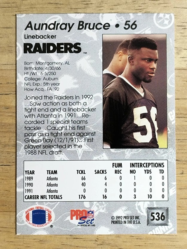 1992 Pro Set #536 Aundray Bruce
