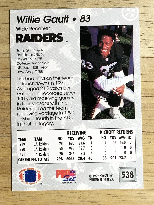 1992 Pro Set #538 Willie Gault