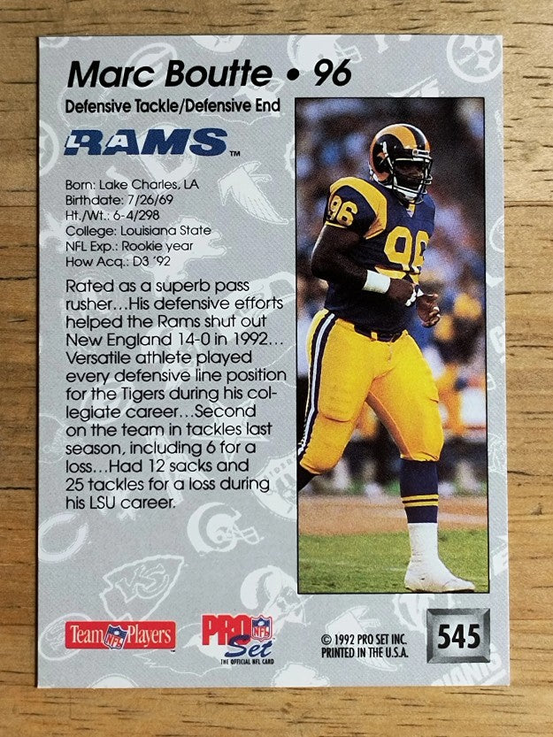 1992 Pro Set #545 Marc Boutte RC