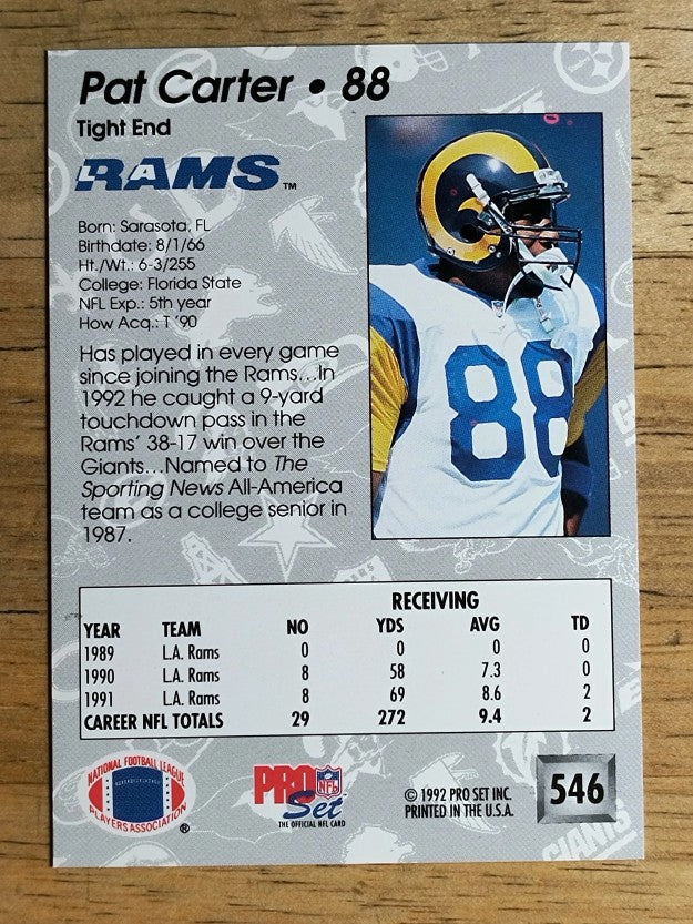 1992 Pro Set #546 Pat Carter