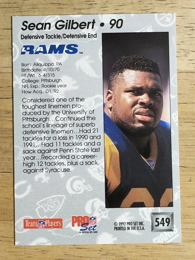 1992 Pro Set #549 Sean Gilbert RC