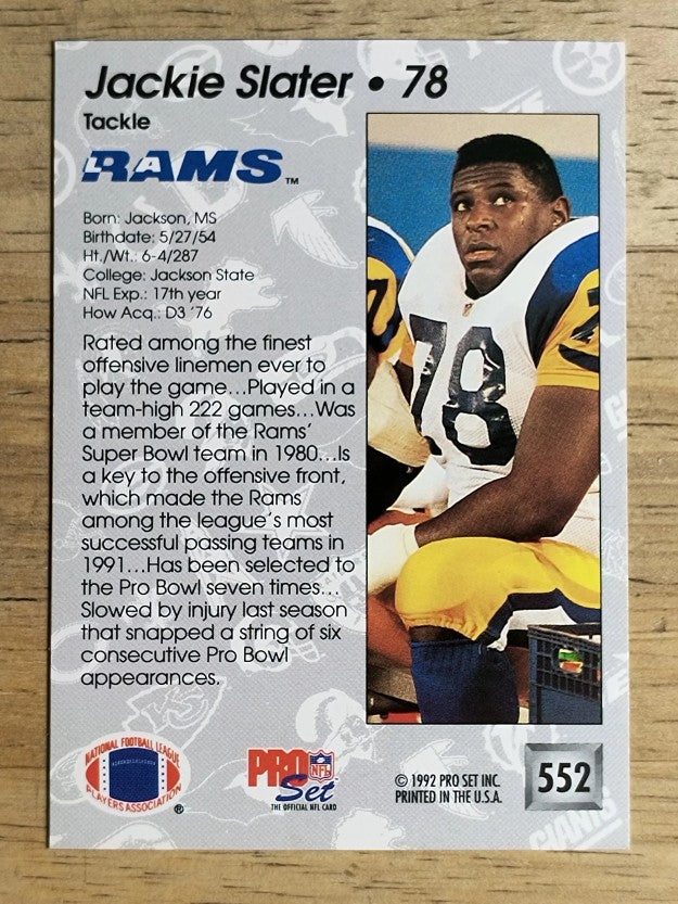 1992 Pro Set #552 Jackie Slater