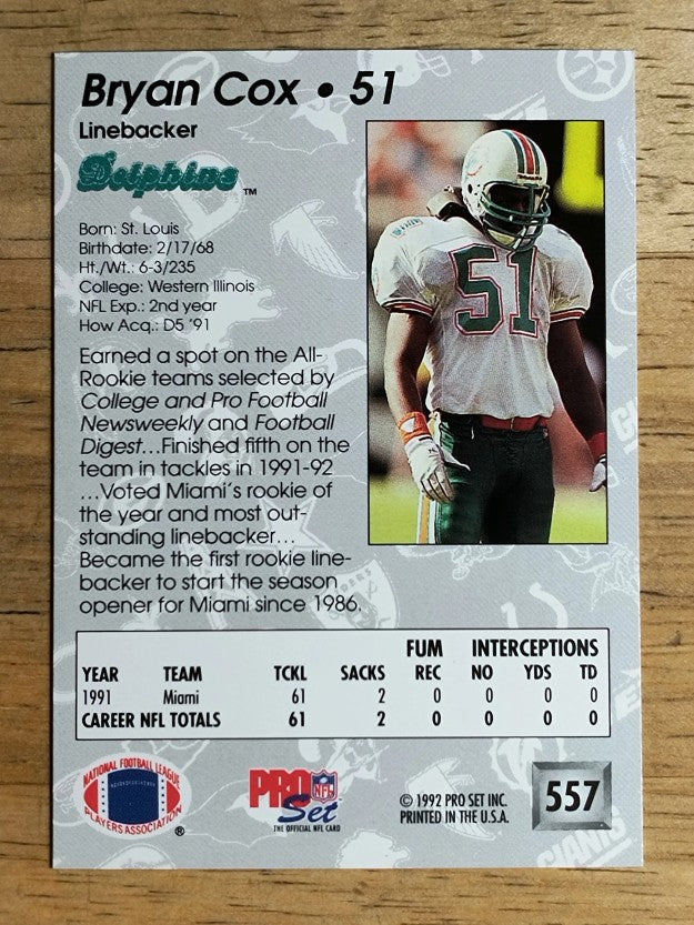 1992 Pro Set #557 Bryan Cox