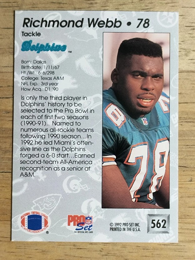 1992 Pro Set #562 Richmond Webb