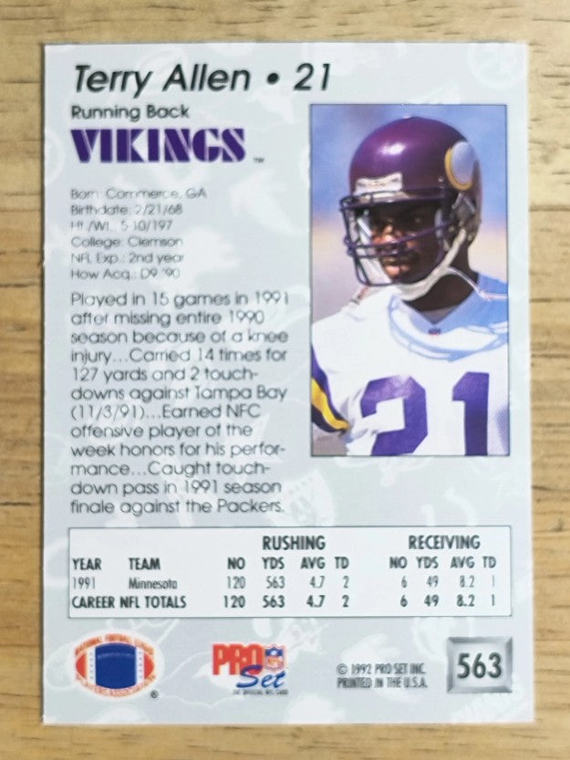1992 Pro Set #563 Terry Allen