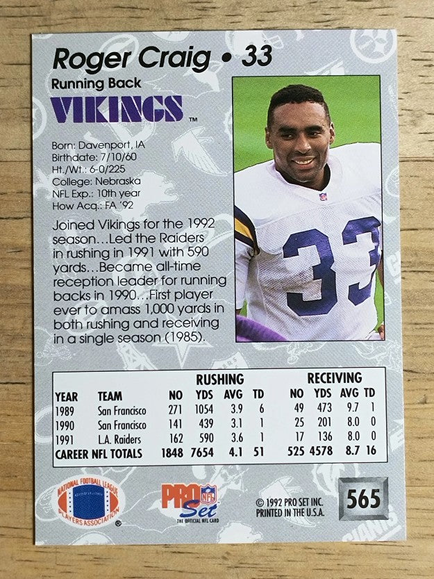 1992 Pro Set #565 Roger Craig