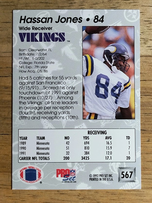 1992 Pro Set #567 Hassan Jones