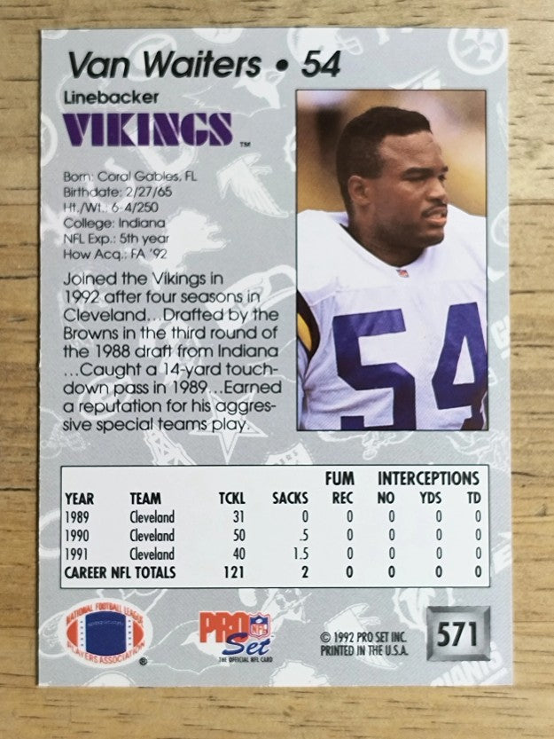 1992 Pro Set #571 Van Waiters RC