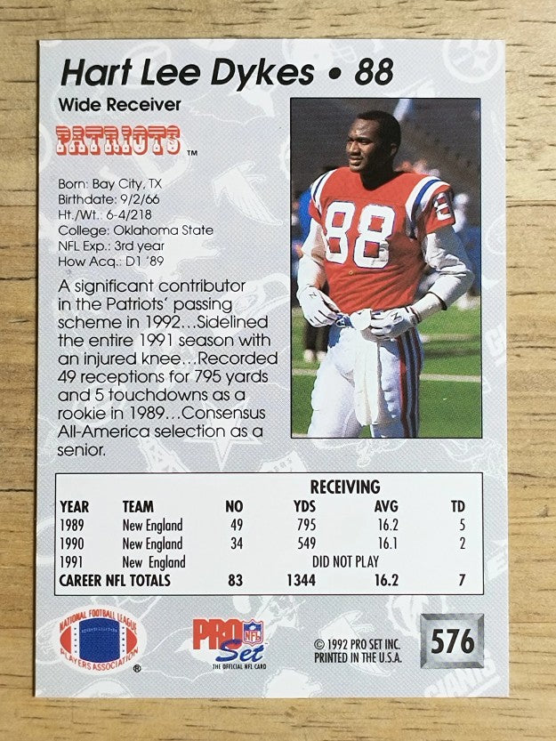1992 Pro Set #576 Hart Lee Dykes