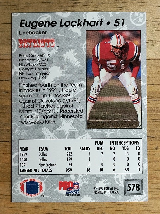 1992 Pro Set #578 Eugene Lockhart