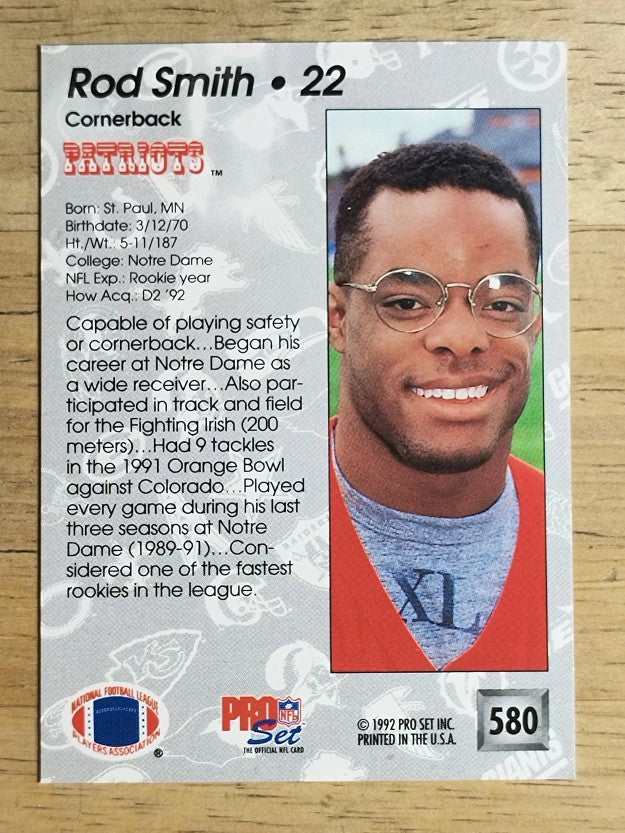 1992 Pro Set #580 Rod Smith DB RC