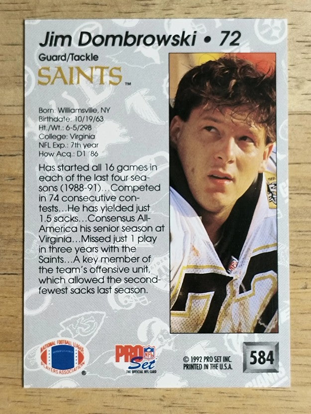 1992 Pro Set #584 Jim Dombrowski