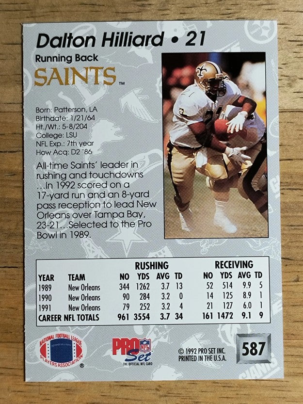1992 Pro Set #587 Dalton Hilliard