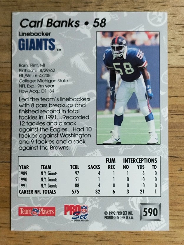 1992 Pro Set #590 Carl Banks