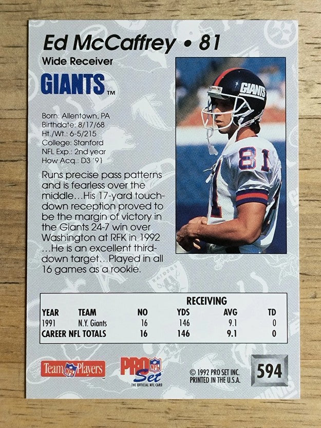 1992 Pro Set #594 Ed McCaffrey