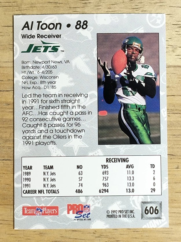 1992 Pro Set #606 Al Toon
