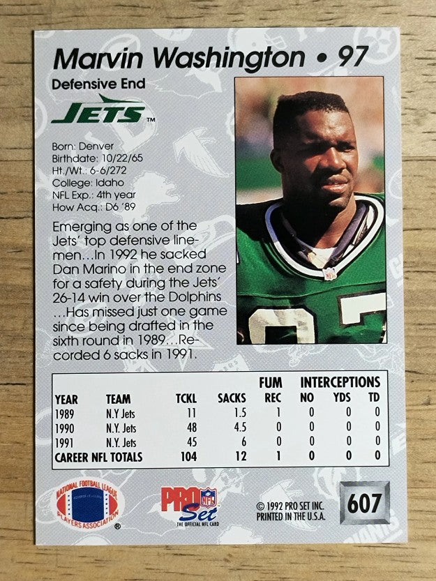 1992 Pro Set #607 Marvin Washington