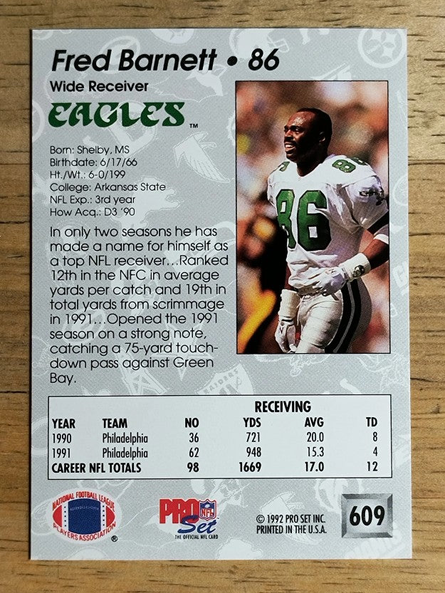 1992 Pro Set #609 Fred Barnett