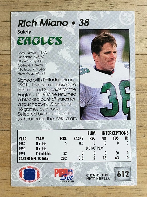 1992 Pro Set #612 Rich Miano