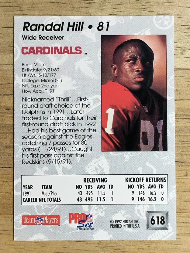 1992 Pro Set #618 Randal Hill