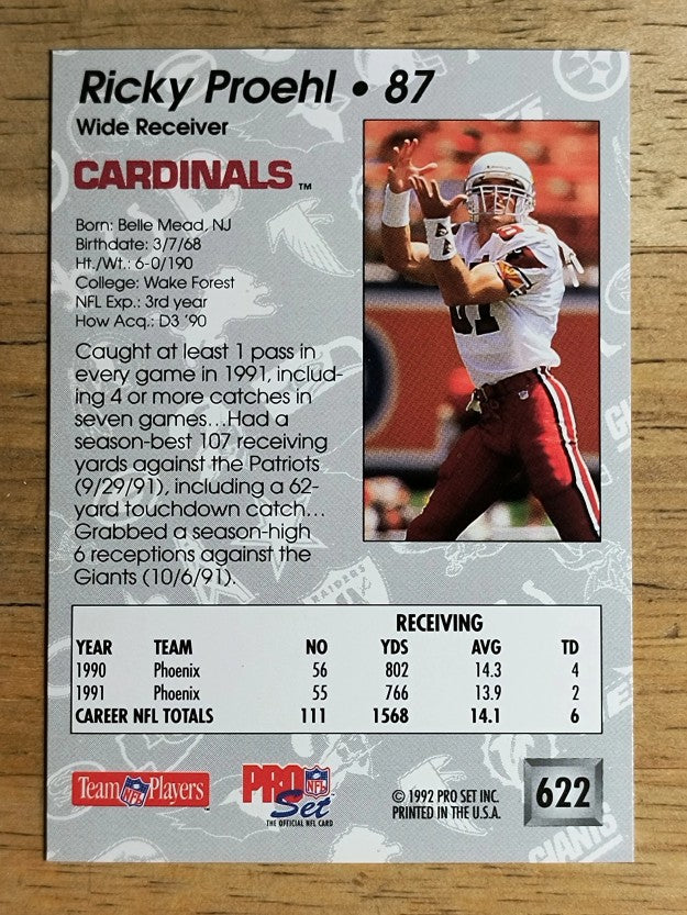 1992 Pro Set #622 Ricky Proehl