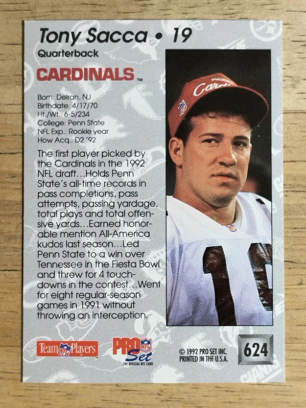 1992 Pro Set #624 Tony Sacca RC