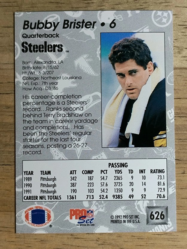 1992 Pro Set #626 Bubby Brister