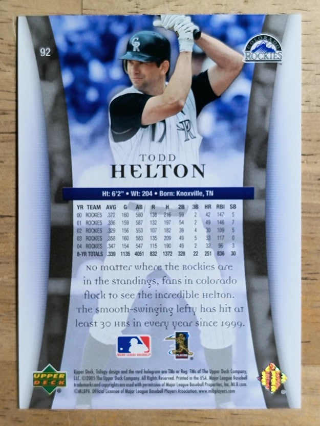 2005 Upper Deck Trilogy #92 Todd Helton