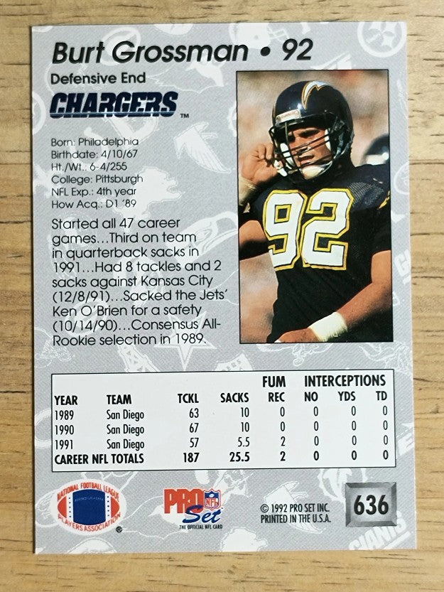 1992 Pro Set #636 Burt Grossman