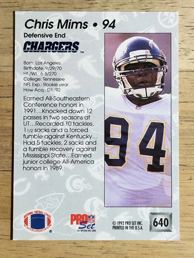 1992 Pro Set #640 Chris Mims