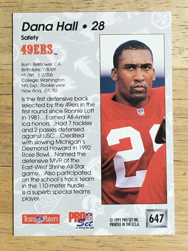 1992 Pro Set #647 Dana Hall RC