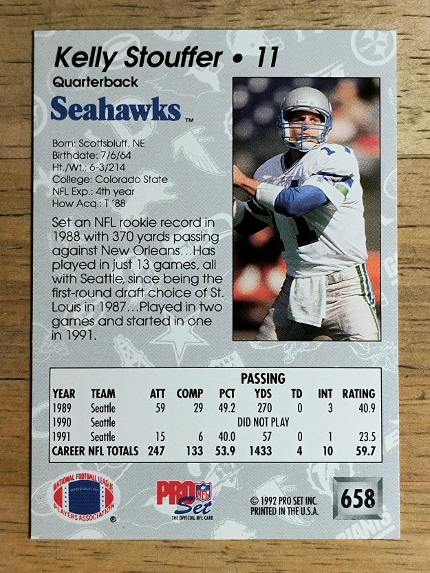 1992 Pro Set #658 Kelly Stouffer