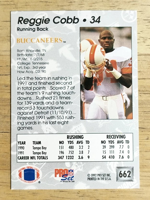 1992 Pro Set #662 Reggie Cobb