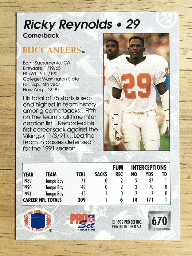 1992 Pro Set #670 Ricky Reynolds