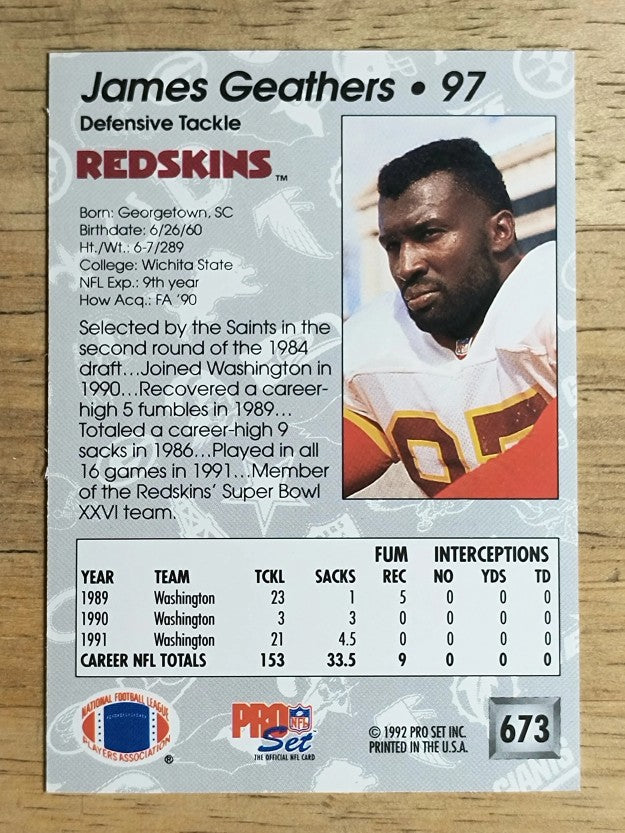 1992 Pro Set #673 Jumpy Geathers
