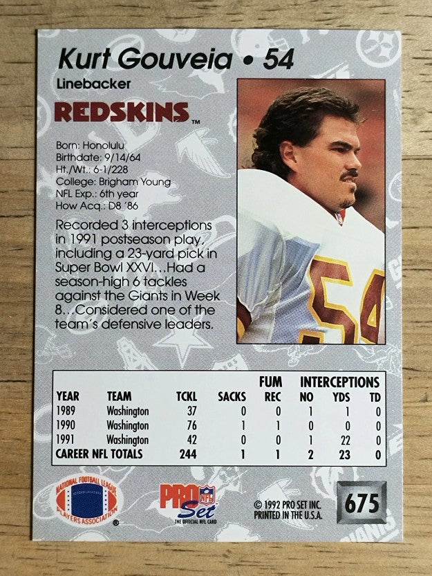1992 Pro Set #675 Kurt Gouveia