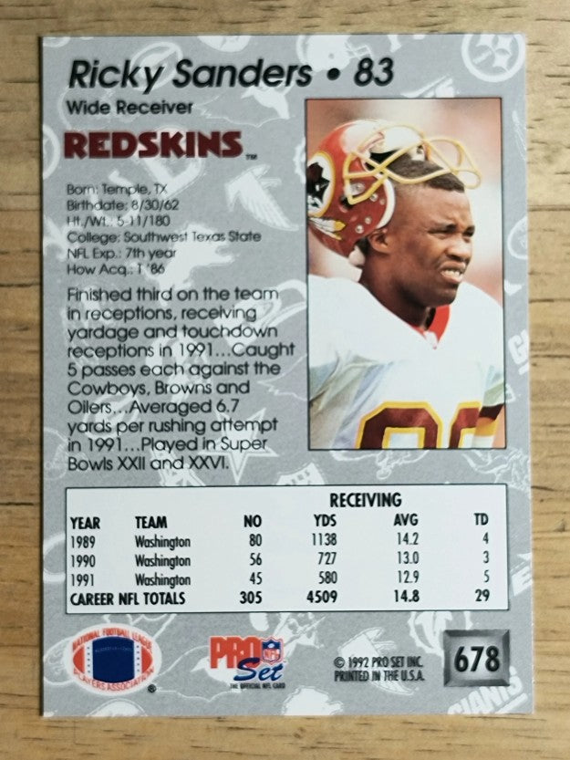 1992 Pro Set #678 Ricky Sanders