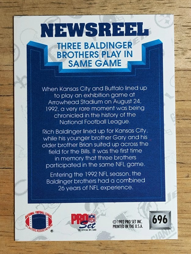 1992 Pro Set #696 Brian Baldinger/Gary Baldinger/Rich Baldinger